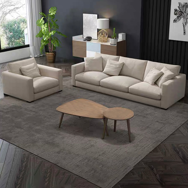 Contemporary Slipcovered Living Room Square Arm Pillows Seating
