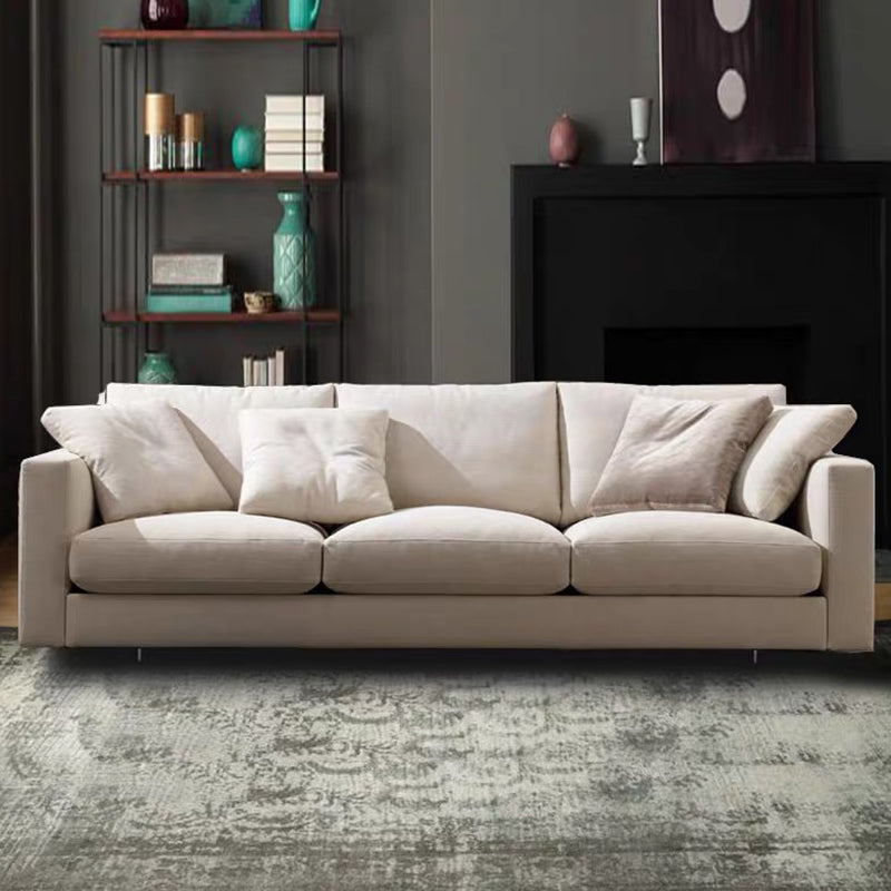 Contemporary Slipcovered Living Room Square Arm Pillows Seating