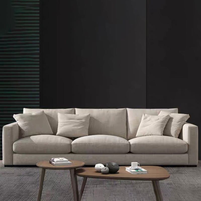 Contemporary Slipcovered Living Room Square Arm Pillows Seating