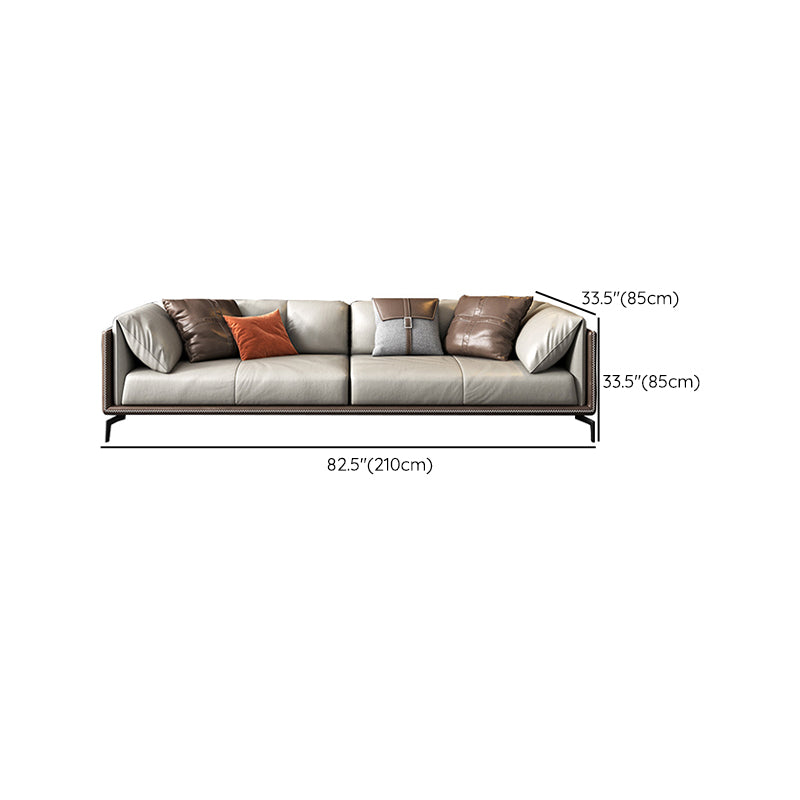 Modern Genuine Leather Living Room Pillow Top Arm Cushions Seating