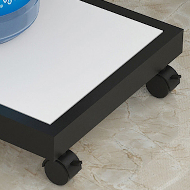 Modern 23.22" Tall Square Glass Top Side Table Steel Trestle Base End Table with Shelf