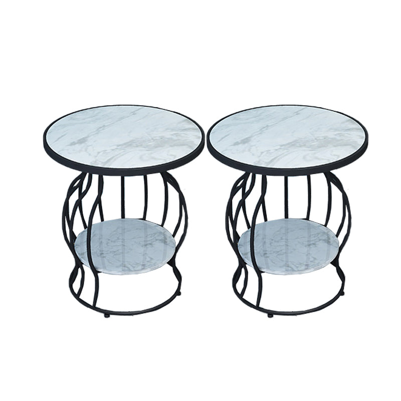 Double Tier End Table Modernist Slate Side Table with Storage Shelf