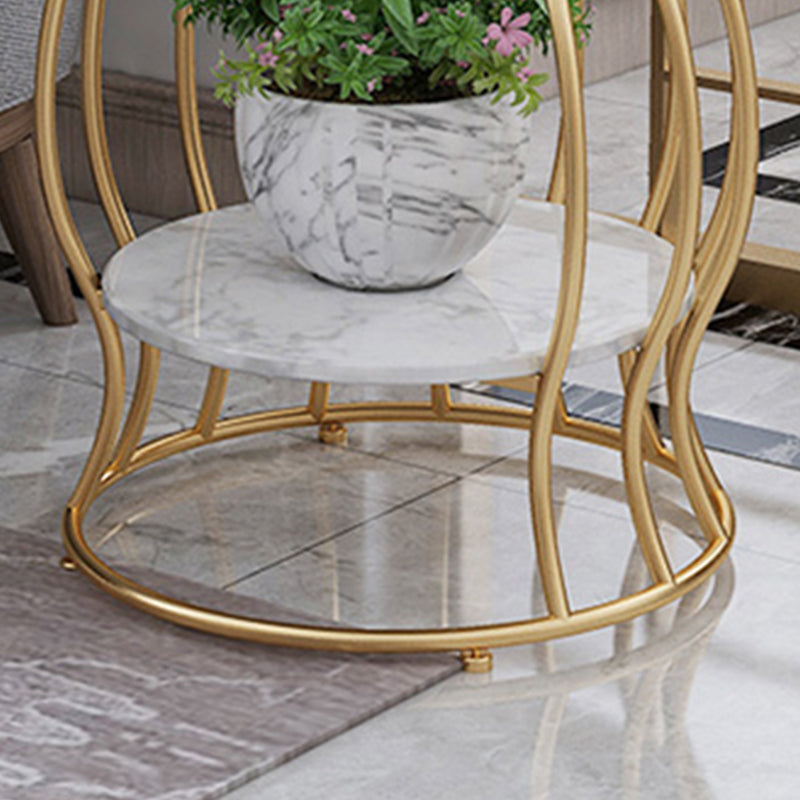 Double Tier End Table Modernist Slate Side Table with Storage Shelf