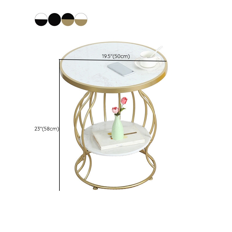 Double Tier End Table Modernist Slate Side Table with Storage Shelf