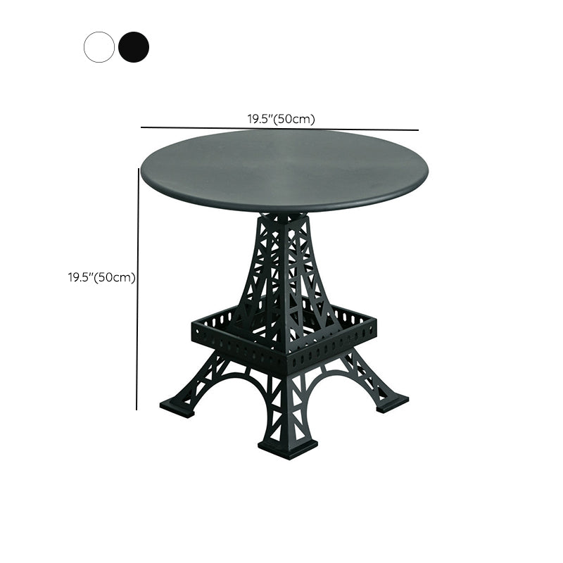 Metal Statue Base Table Round Side End Table for Living Room