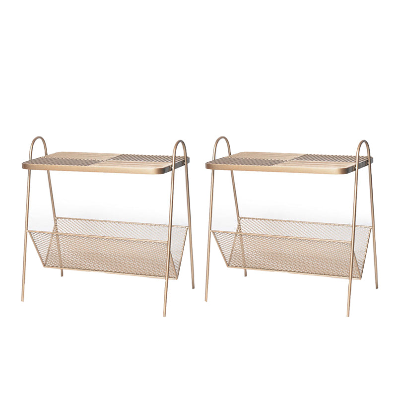 23.22" Tall Rectangle Top Side Table Iron Sled Base End Table