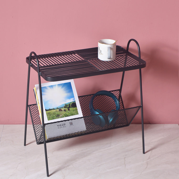 23.22" Tall Rectangle Top Side Table Iron Sled Base End Table