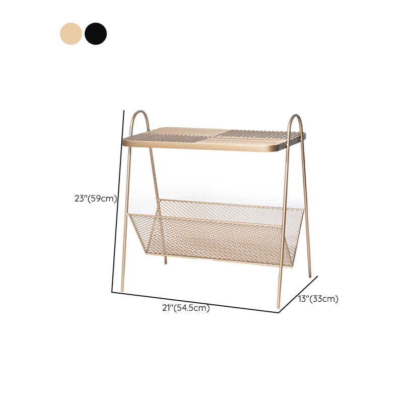 23.22" Tall Rectangle Top Side Table Iron Sled Base End Table