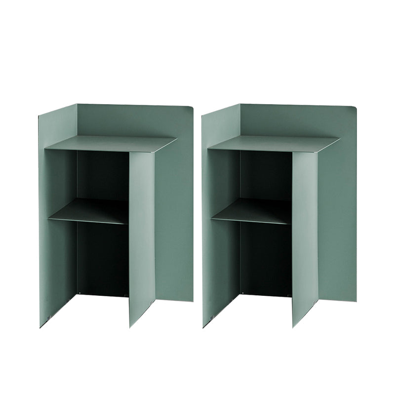 Metal Abstract End Table Mid-Century Side Table with Metal Shelf