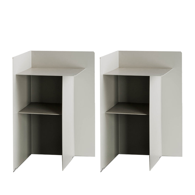 Metal Abstract End Table Mid-Century Side Table with Metal Shelf