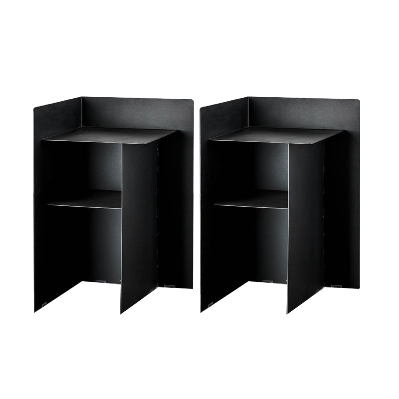 Metal Abstract End Table Mid-Century Side Table with Metal Shelf