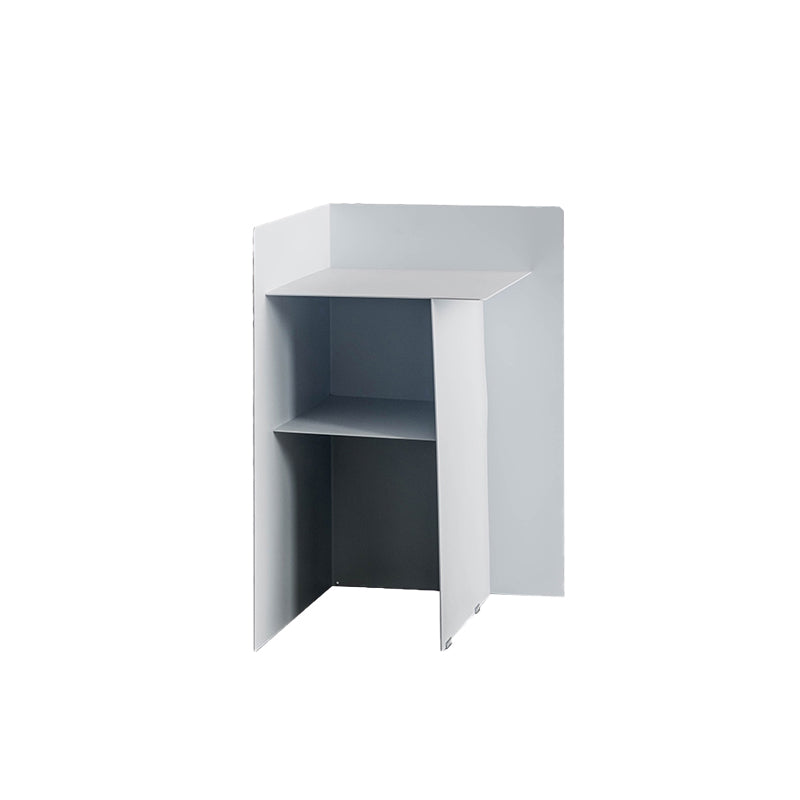 Metal Abstract End Table Mid-Century Side Table with Metal Shelf