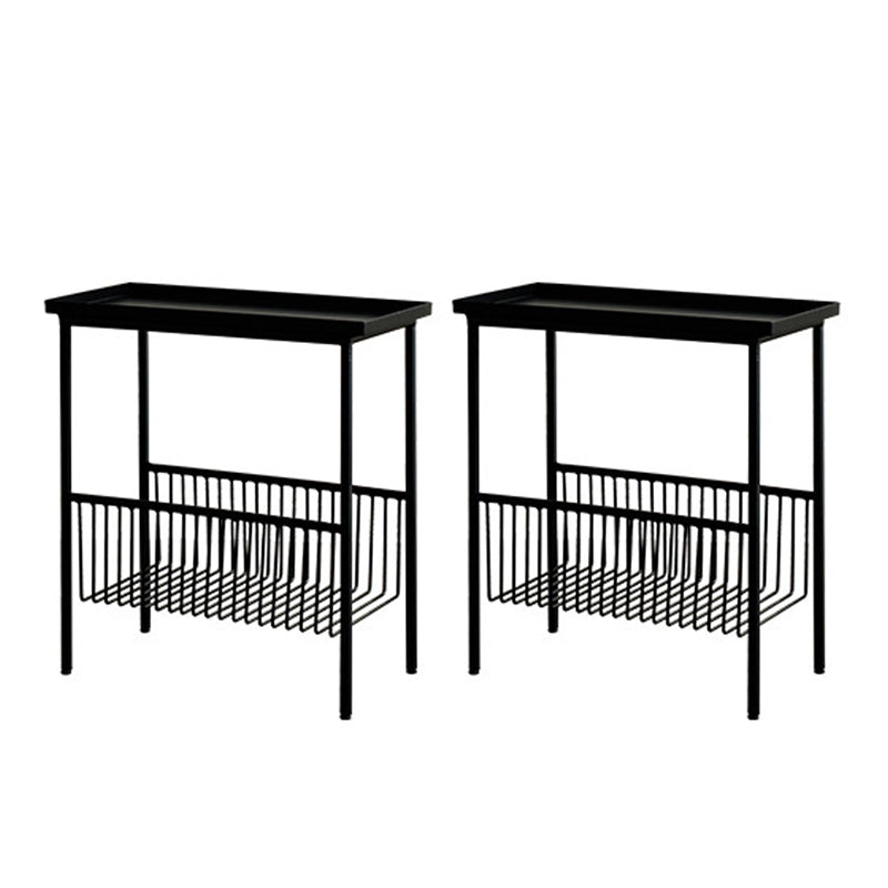 Rectangular Tray Top Side Table Iron 4 Legs End Table with Storage