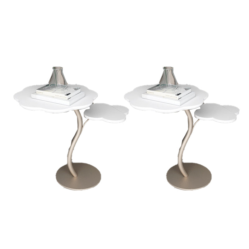 Modernistic Living Room Double Tier Round with Storage Pedestal Side Table