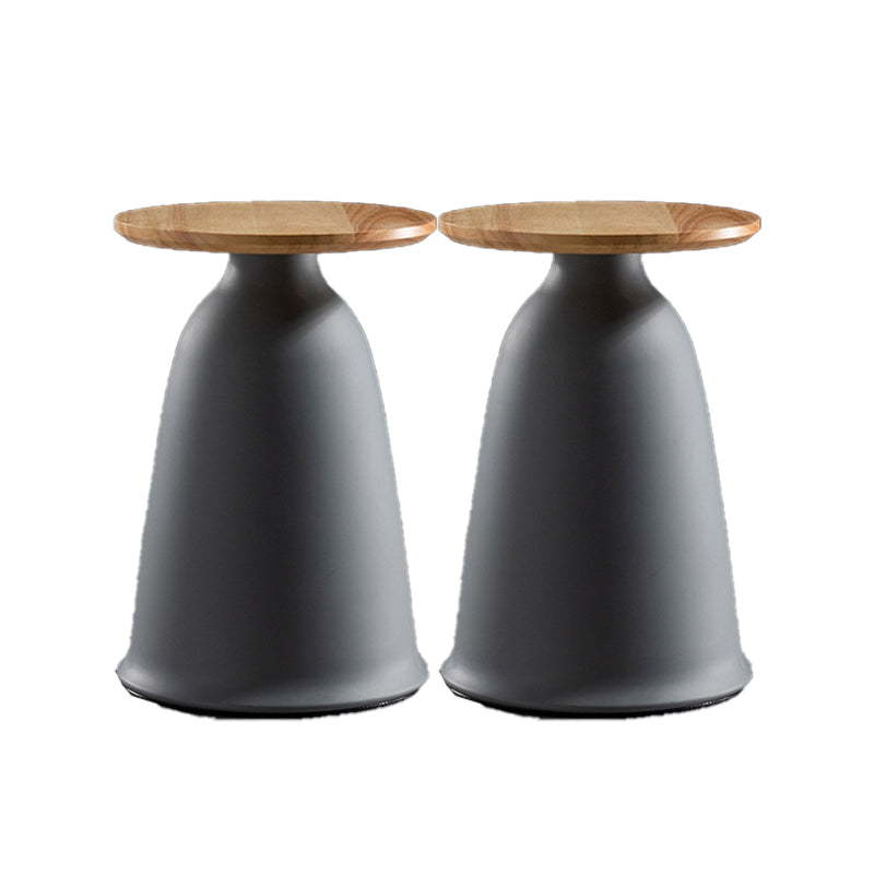 Round Wood Top Side Table 17.71" Tall Metal Pedestal End Table