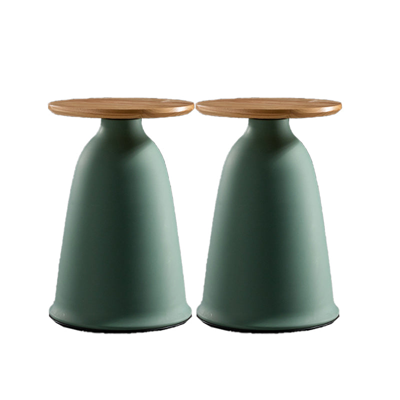 Round Wood Top Side Table 17.71" Tall Metal Pedestal End Table