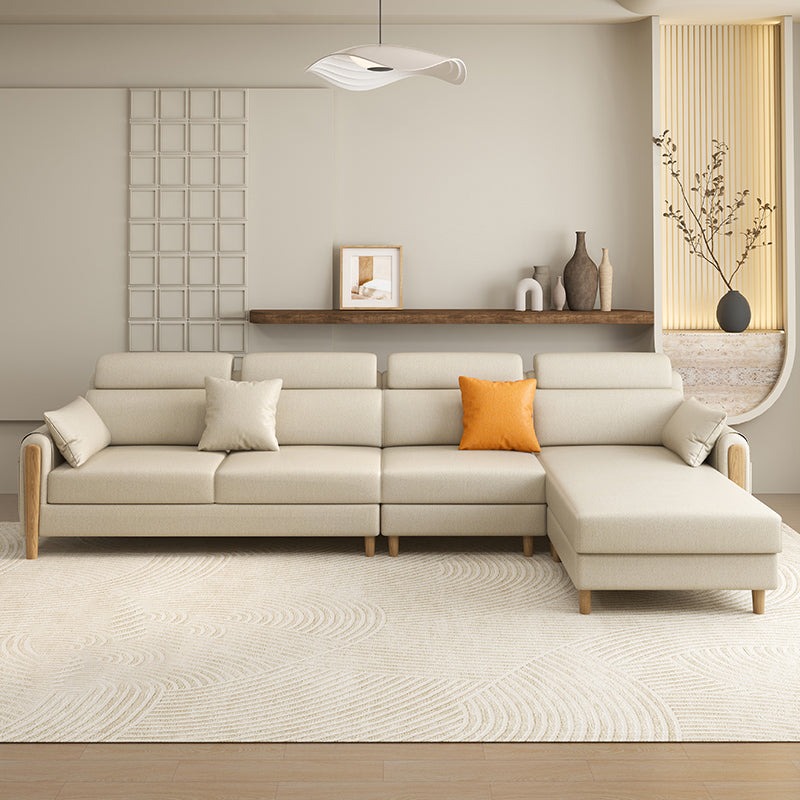 Scandinavian Sectional Sofa Leather Beige Sectionals with Pillows