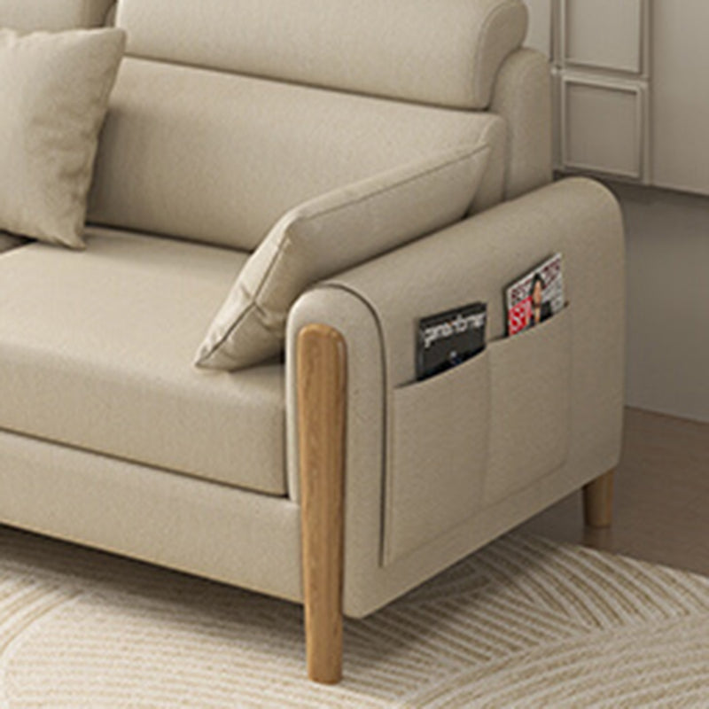 Scandinavian Sectional Sofa Leather Beige Sectionals with Pillows