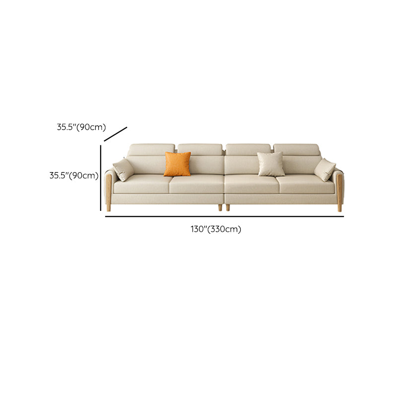Scandinavian Sectional Sofa Leather Beige Sectionals with Pillows