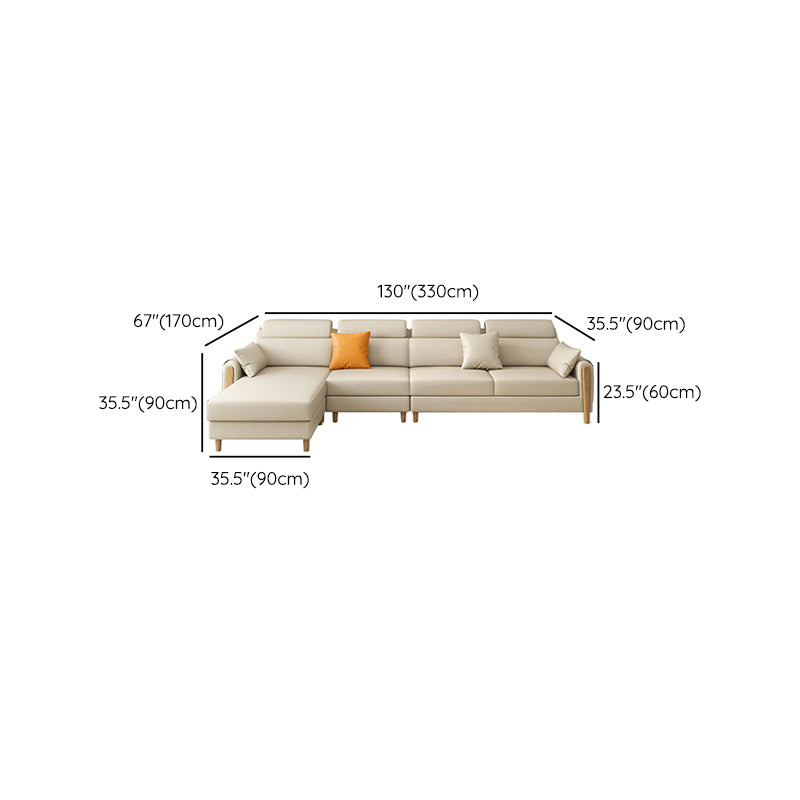 Scandinavian Sectional Sofa Leather Beige Sectionals with Pillows