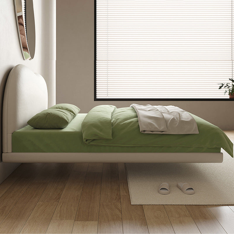 Genuine Leather Standard Bed Bed Frame Upholstered Headboard