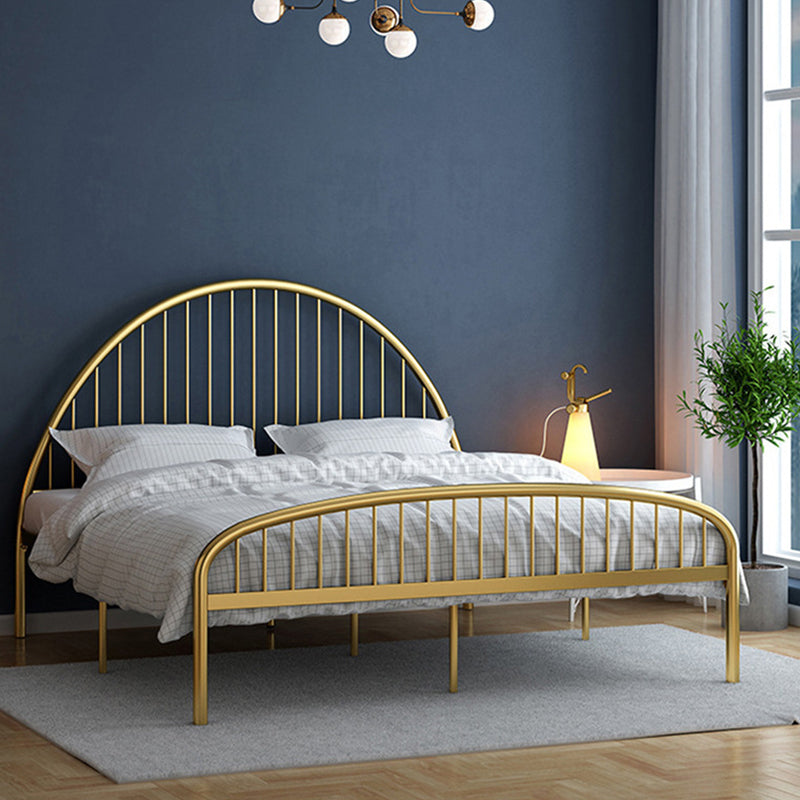 Metal Solid Color Open-Frame Bed Glam Slat Bed With Custom Gold Legs