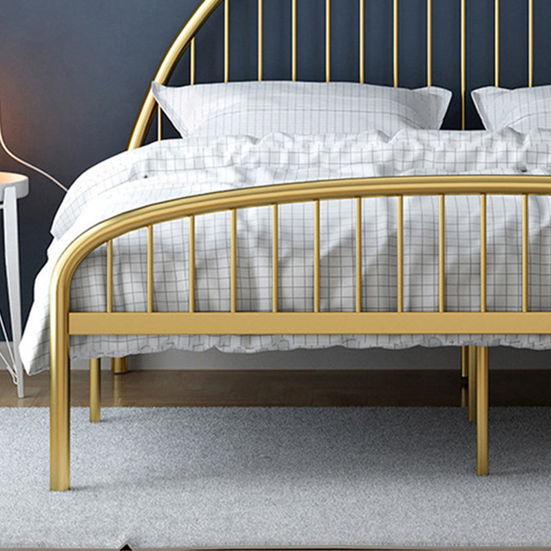 Metal Solid Color Open-Frame Bed Glam Slat Bed With Custom Gold Legs