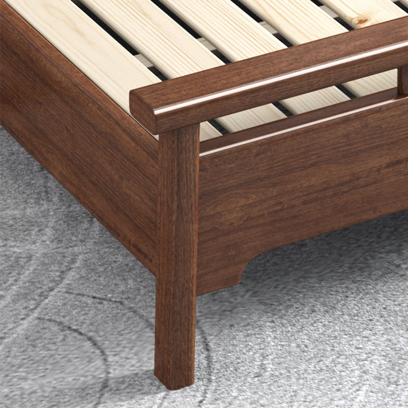 Traditional Open-Frame Bed Solid Wood Solid Color Slat Bed with Headboard