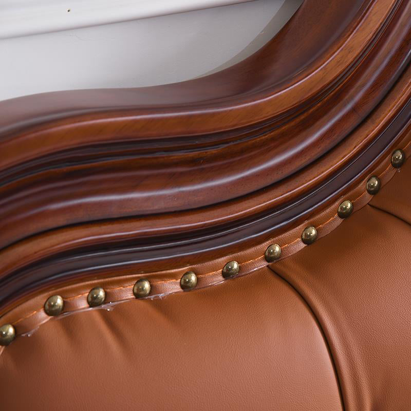 Victorian Tufted Standard Bed Rubberwood Panel Bed with Upholstered Headboard