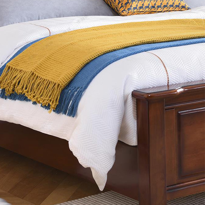 Victorian Tufted Standard Bed Rubberwood Panel Bed with Upholstered Headboard