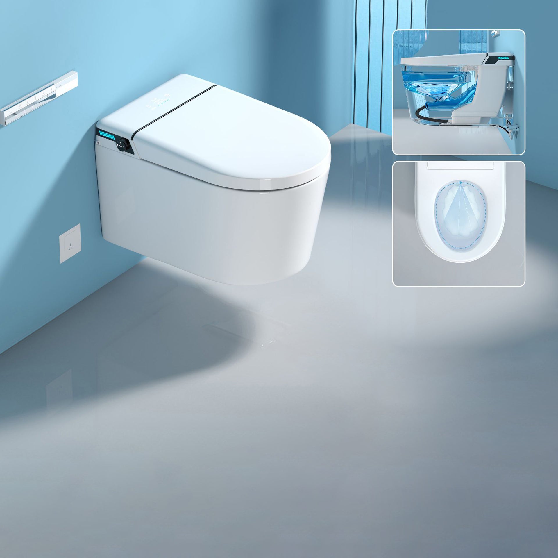 Modern Wall Mount Toilet All-In-One ABS Single Flush Toilet Bowl