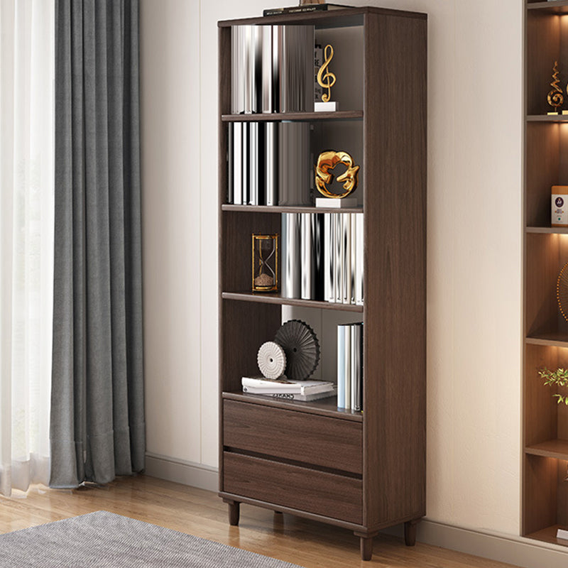 Modern Wooden Bookcase Standard Open Back Bookshelf with Drawers