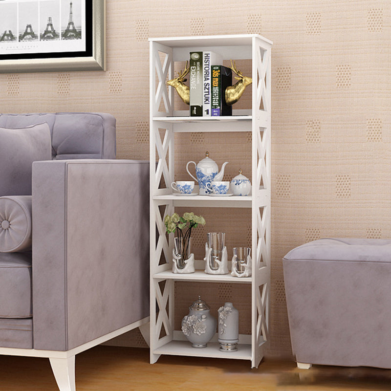 Engineered Wood Bookshelf Modern Open Back White Bookcase , 9.4" W