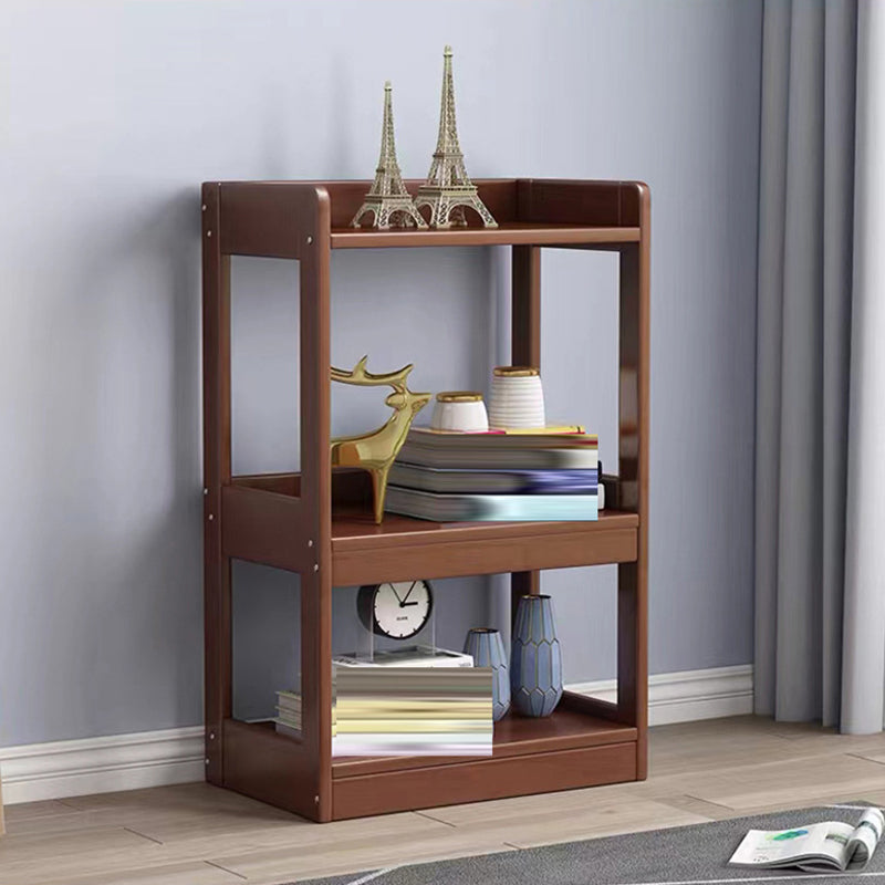 Contemporary Open Shelf Bookcase Rubberwood Bookshelf for Living Room