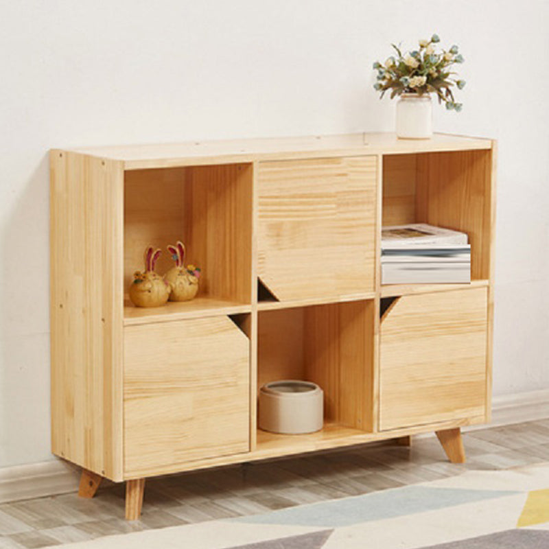 Contemporary Horizontal Shelf Bookcase Pine Bookshelf for Living Room
