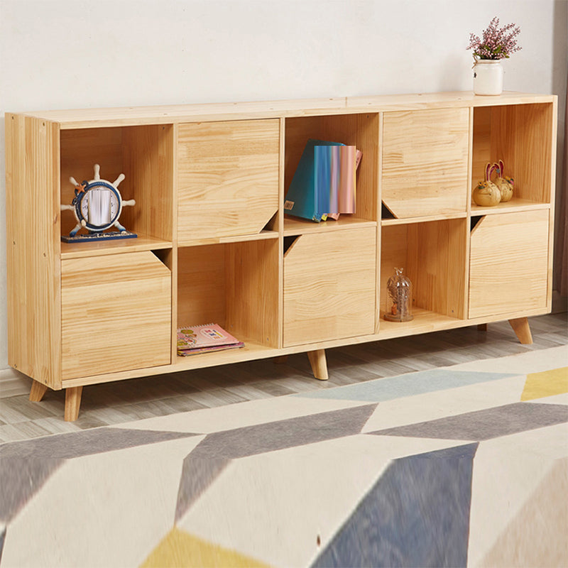 Contemporary Horizontal Shelf Bookcase Pine Bookshelf for Living Room