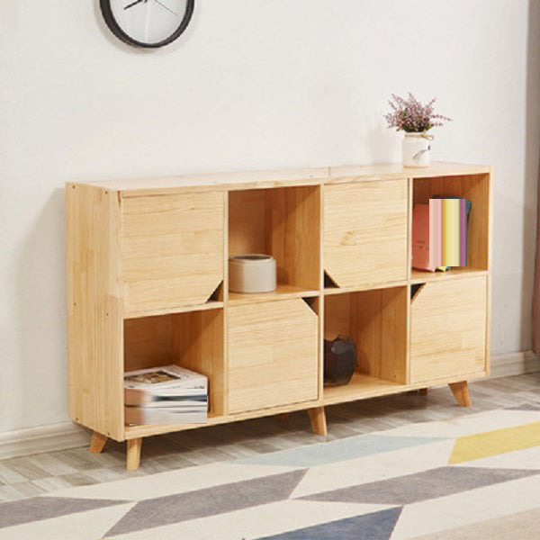 Contemporary Horizontal Shelf Bookcase Pine Bookshelf for Living Room