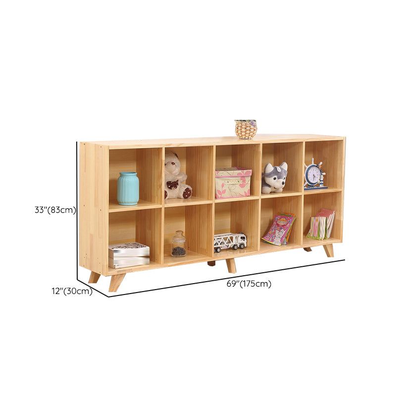 Contemporary Horizontal Shelf Bookcase Pine Bookshelf for Living Room
