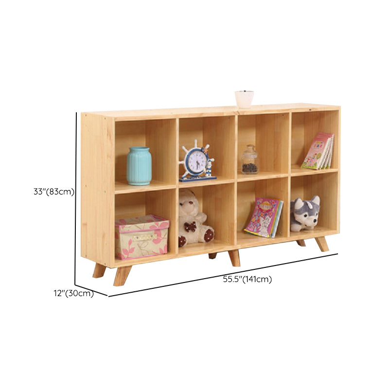 Contemporary Horizontal Shelf Bookcase Pine Bookshelf for Living Room