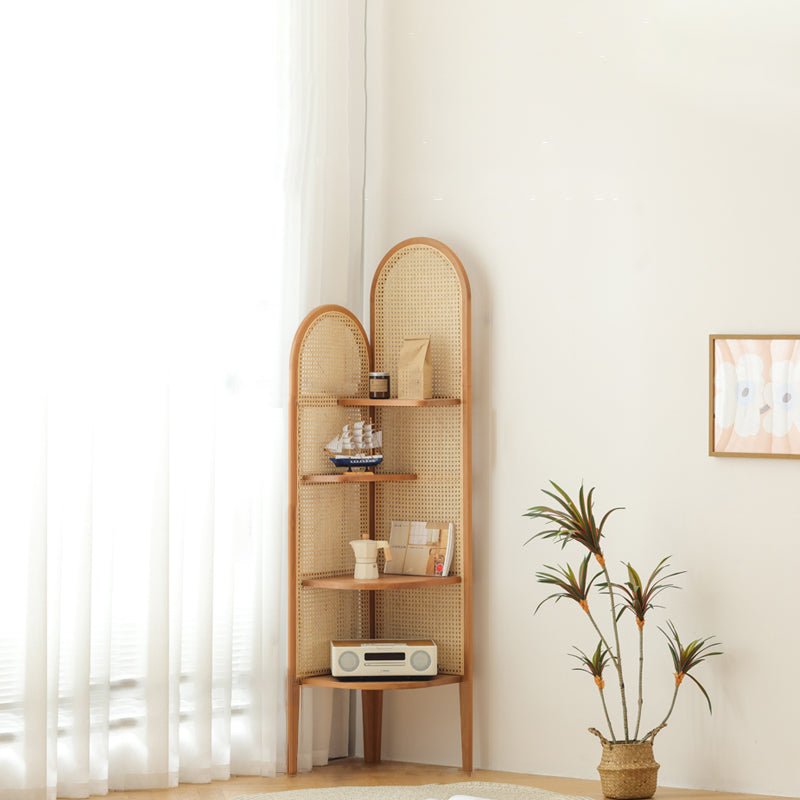 Corner Wooden 4-Tier Shelf Contemporary Bookcase with Shelves