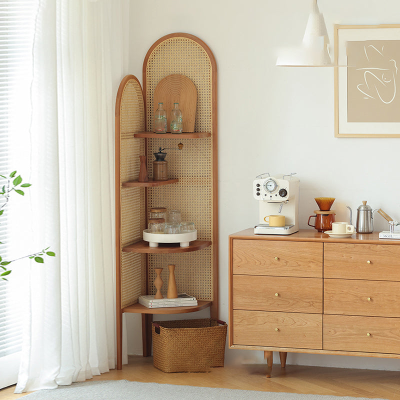 Corner Wooden 4-Tier Shelf Contemporary Bookcase with Shelves