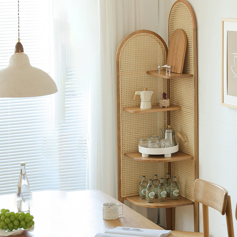 Corner Wooden 4-Tier Shelf Contemporary Bookcase with Shelves