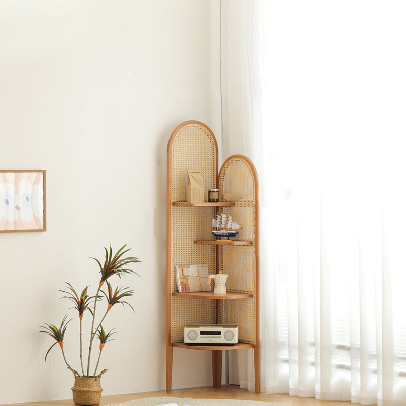 Corner Wooden 4-Tier Shelf Contemporary Bookcase with Shelves