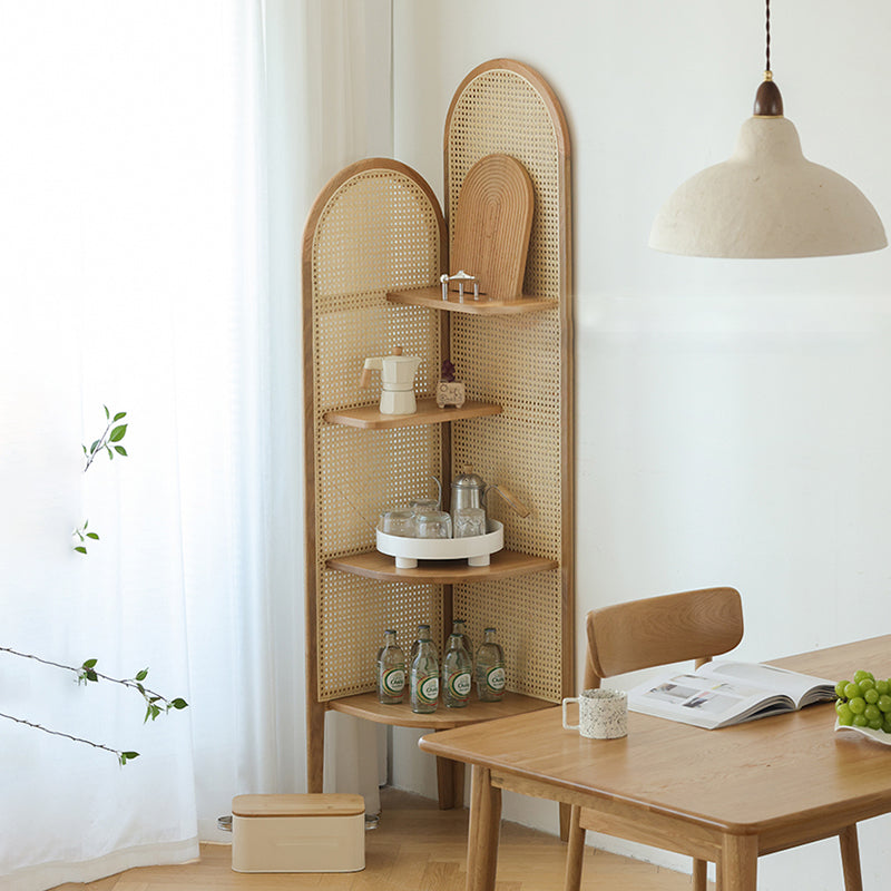 Corner Wooden 4-Tier Shelf Contemporary Bookcase with Shelves