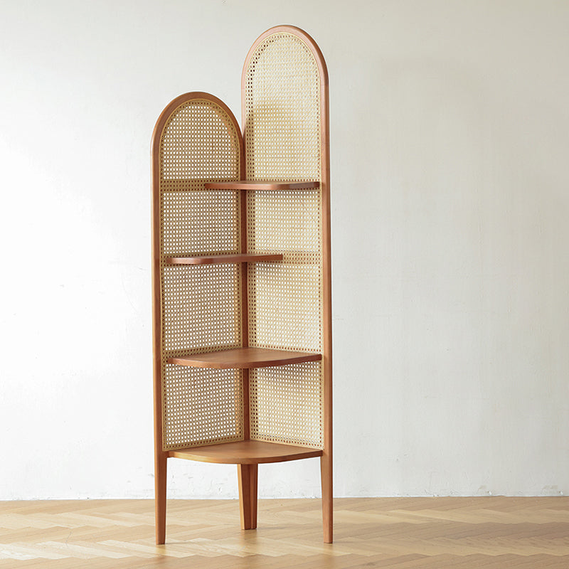 Corner Wooden 4-Tier Shelf Contemporary Bookcase with Shelves