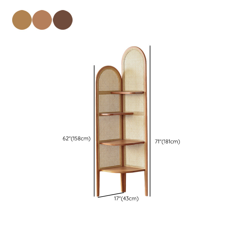Corner Wooden 4-Tier Shelf Contemporary Bookcase with Shelves