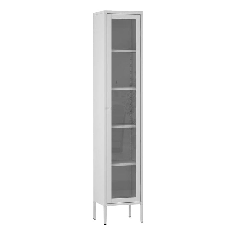 Standard Metal Bookshelf Closed Back 5 Shelves Bookcase with Doors