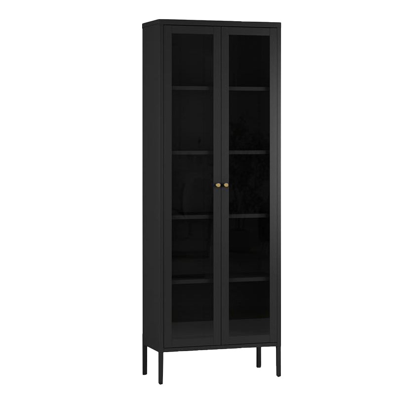 Standard Metal Bookshelf Closed Back 5 Shelves Bookcase with Doors