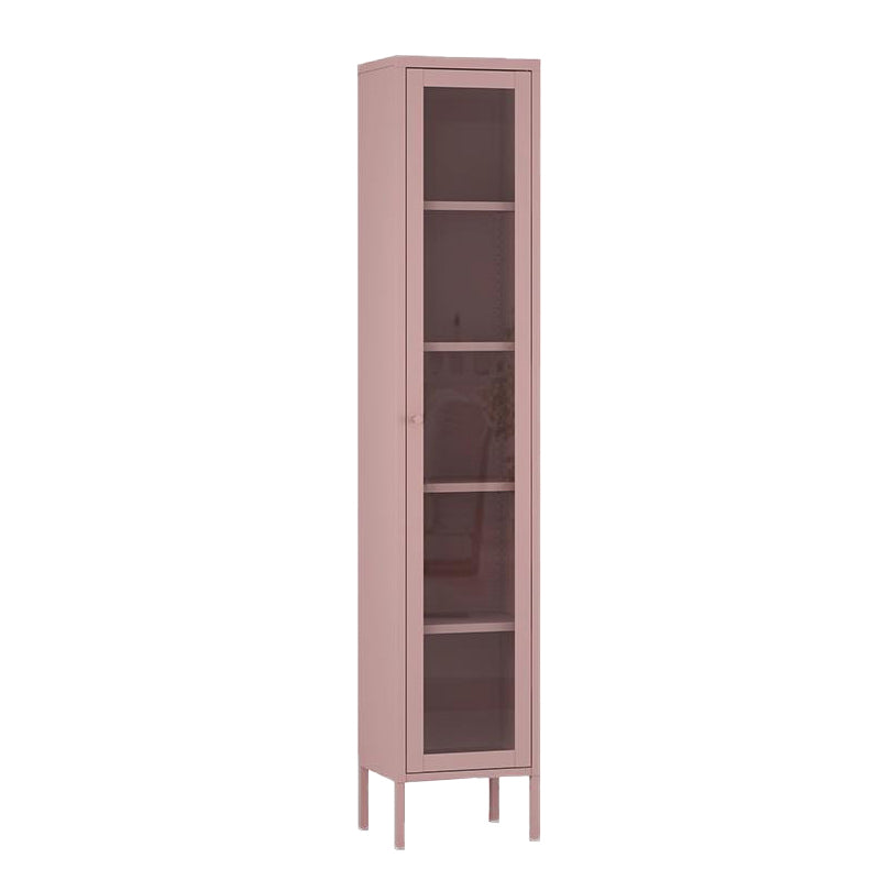 Standard Metal Bookshelf Closed Back 5 Shelves Bookcase with Doors