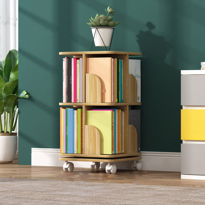 Contemporary Wooden Bookcase Closed Back Shelf Bookcase with Caster